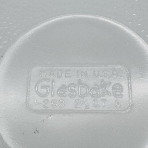 Glasbake Baking Casserole Dish Retro Blue Fruit Milk Glass 2.5 Qt 8"x12.5" - Picture 10 of 12